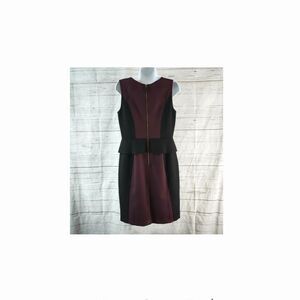 Loft Colorblock Dress Size 2 NWOT | Wine & Black | Flattering Coastal Chic